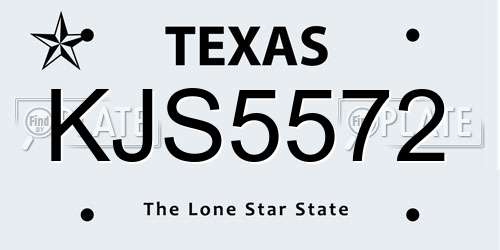 KJS5572 Texas License Plate