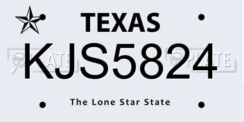 KJS5824 Texas License Plate