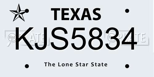 KJS5834 Texas License Plate