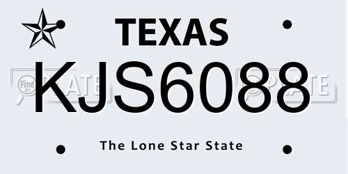 KJS6088 Texas License Plate
