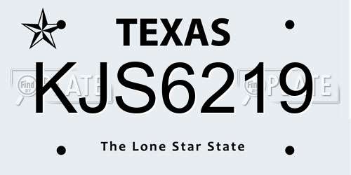 KJS6219 Texas License Plate