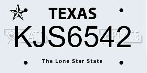 KJS6542 Texas License Plate