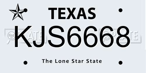 KJS6668 Texas License Plate