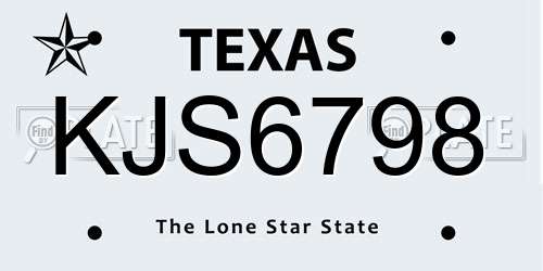 KJS6798 Texas License Plate