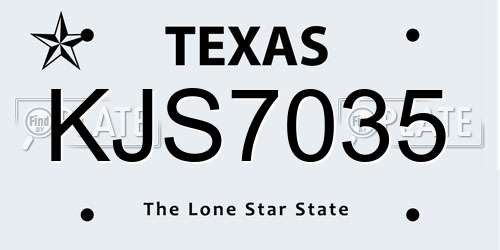 KJS7035 Texas License Plate