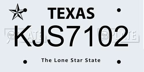 KJS7102 Texas License Plate