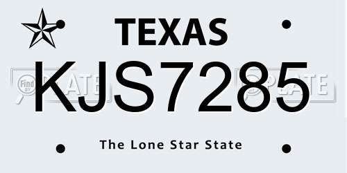 KJS7285 Texas License Plate