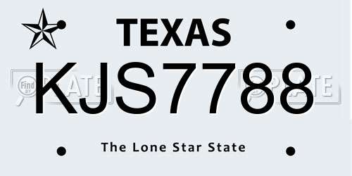 KJS7788 Texas License Plate