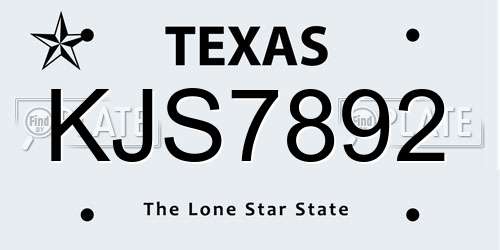 KJS7892 Texas License Plate