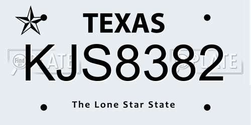 KJS8382 Texas License Plate