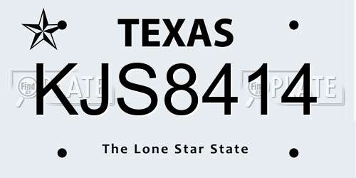 KJS8414 Texas License Plate