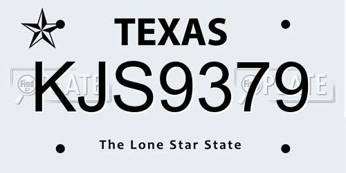 KJS9379 Texas License Plate
