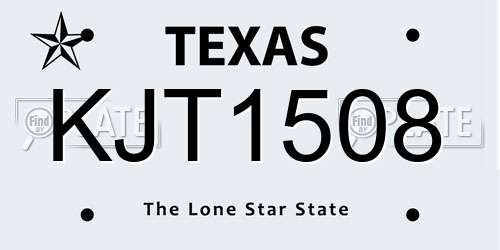 KJT1508 Texas License Plate