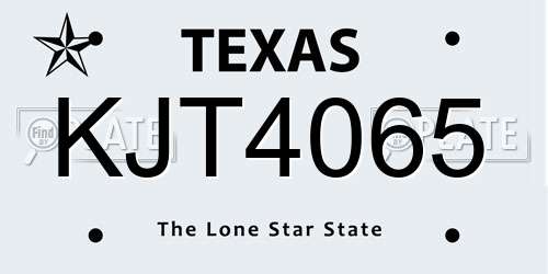 KJT4065 Texas License Plate