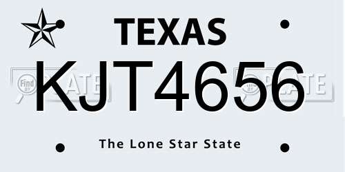 KJT4656 Texas License Plate