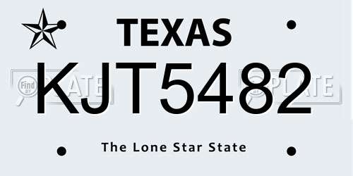 KJT5482 Texas License Plate