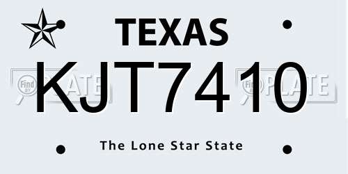 KJT7410 Texas License Plate