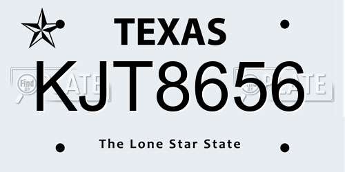 KJT8656 Texas License Plate