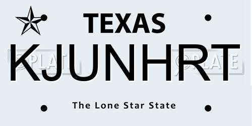 KJUNHRT Texas License Plate