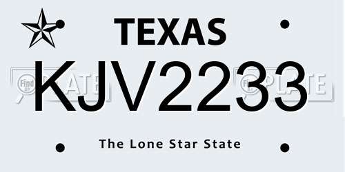 KJV2233 Texas License Plate