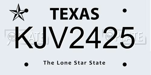 KJV2425 Texas License Plate