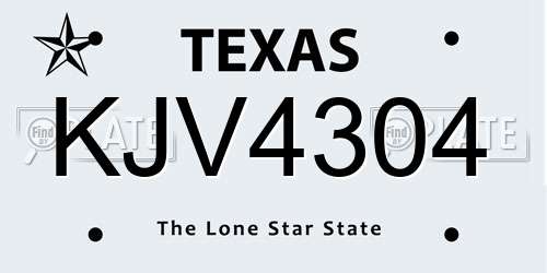 KJV4304 Texas License Plate