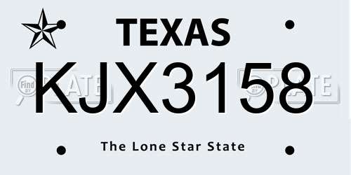 KJX3158 Texas License Plate