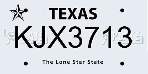 KJX3713 Texas License Plate