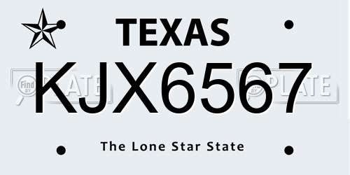 KJX6567 Texas License Plate
