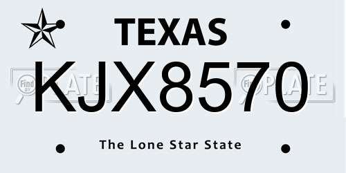KJX8570 Texas License Plate