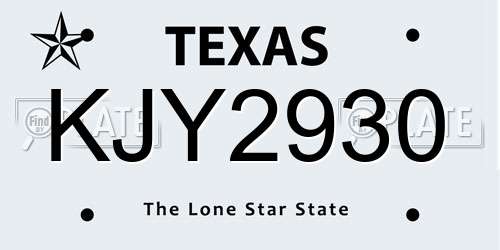 KJY2930 Texas License Plate