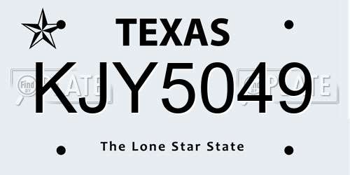KJY5049 Texas License Plate