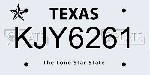 KJY6261 Texas License Plate