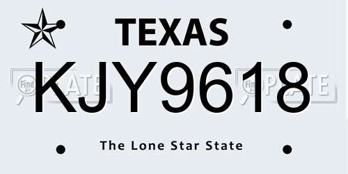KJY9618 Texas License Plate