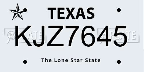 KJZ7645 Texas License Plate