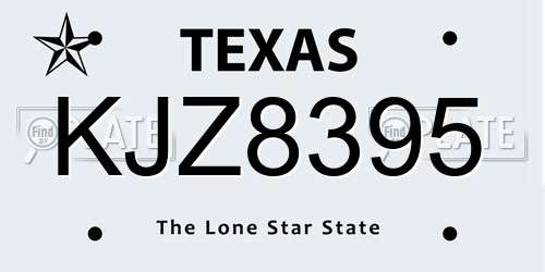 KJZ8395 Texas License Plate