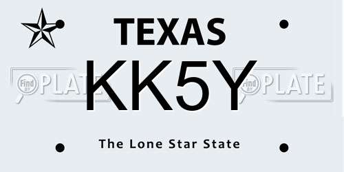 KK5Y Texas License Plate