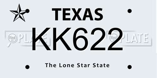 KK622 Texas License Plate