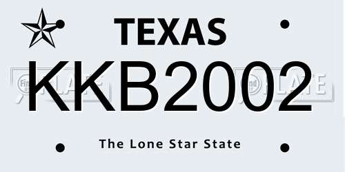 KKB2002 Texas License Plate