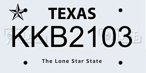 KKB2103 Texas License Plate