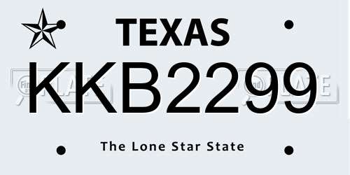 KKB2299 Texas License Plate