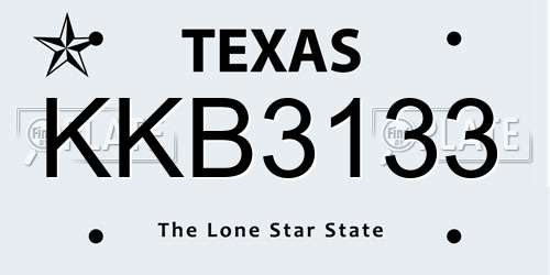 KKB3133 Texas License Plate