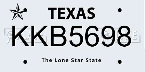KKB5698 Texas License Plate