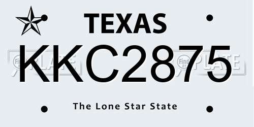 KKC2875 Texas License Plate