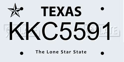 KKC5591 Texas License Plate