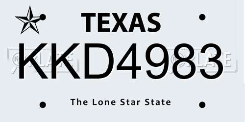 KKD4983 Texas License Plate