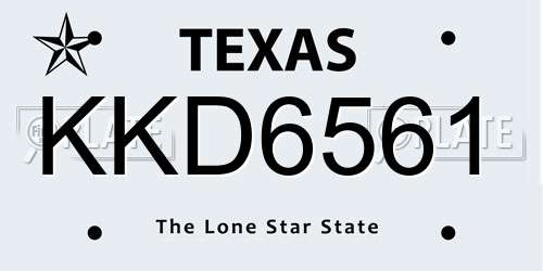 KKD6561 Texas License Plate