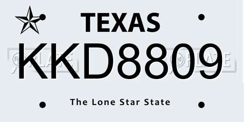 KKD8809 Texas License Plate