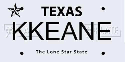 KKEANE Texas License Plate