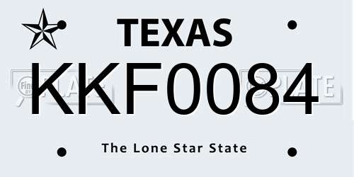 KKF0084 Texas License Plate